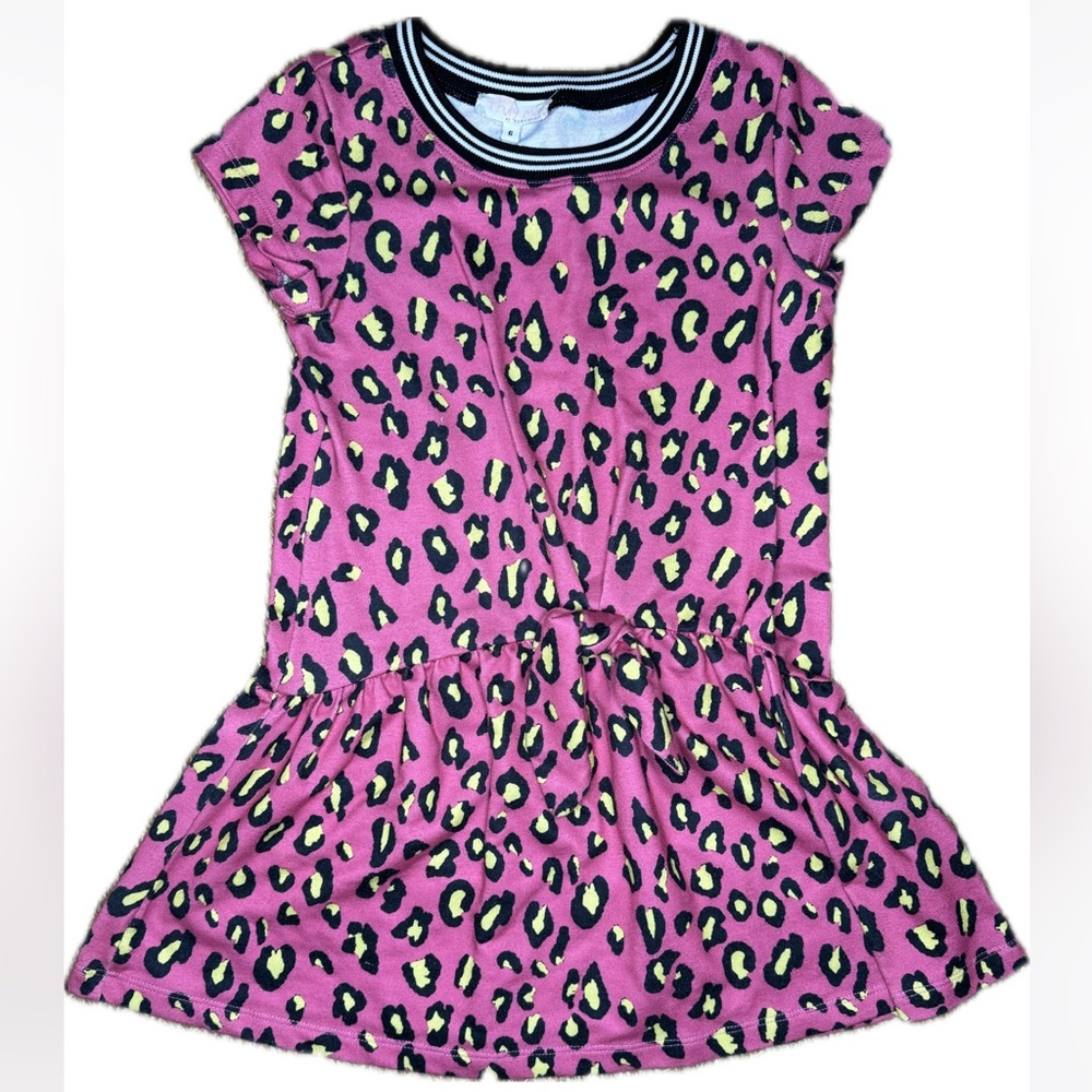 Truly Me by Sara Sara- Girls Hot Pink Cheetah Print Dress with Bow